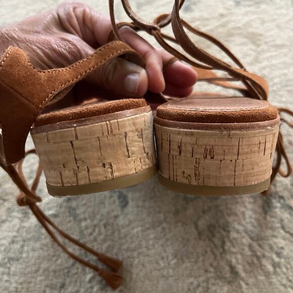 FRYE Miranda Suede‎ Gladiator Sandals Size 8 Nutmeg Cork Platform Boho Hippie - Picture 5 of 10